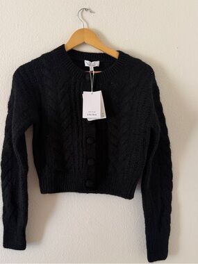 NWT & Other Stories Black Cable-Knit Cropped Button Cardigan